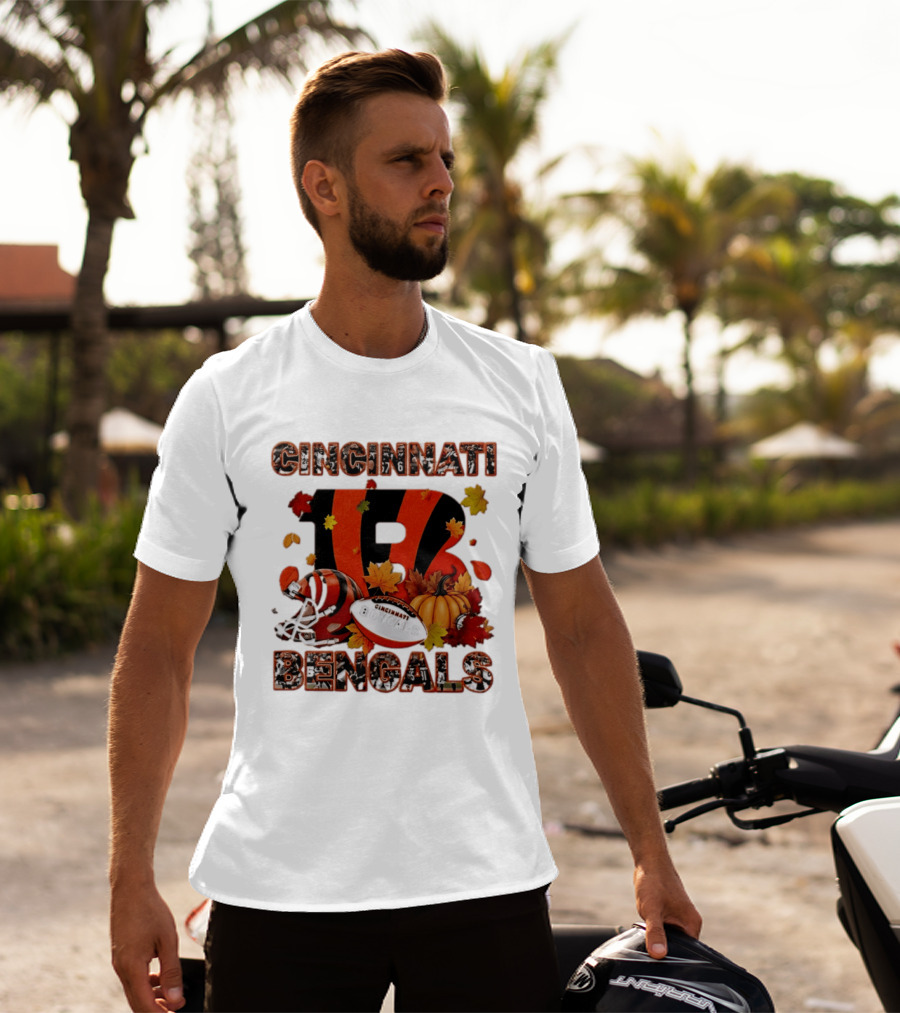 Cincinnati Bengals Autumn Fall Pumpkin Football 2026 Halloween T-Shirt