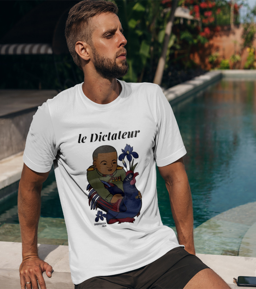 Le Dictateur Sportsbook 2026 Military Officer Cartoon French Rooster Iris Flowers T-Shirt