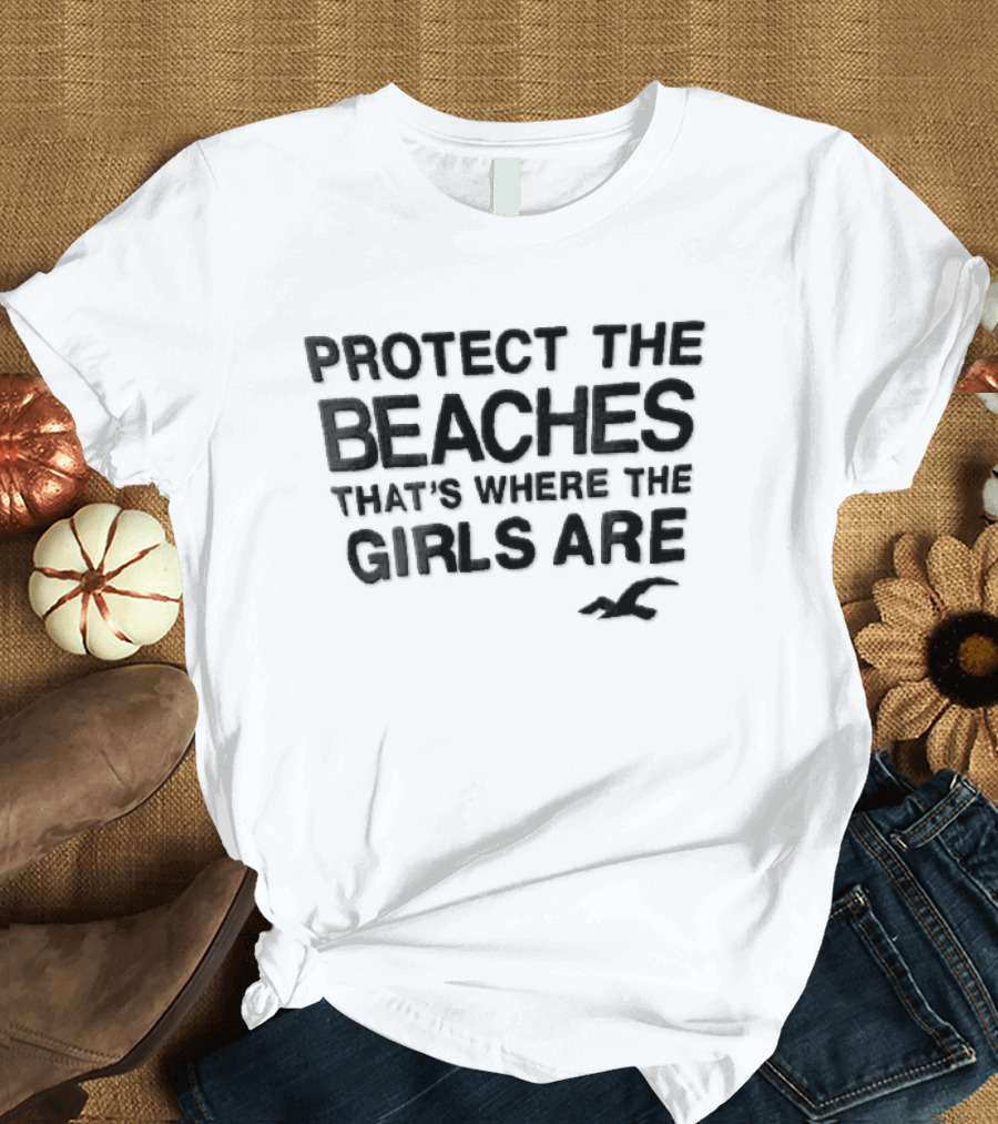 Hollister Co Protect The Beaches Girls Are Flying Seagull T-Shirt