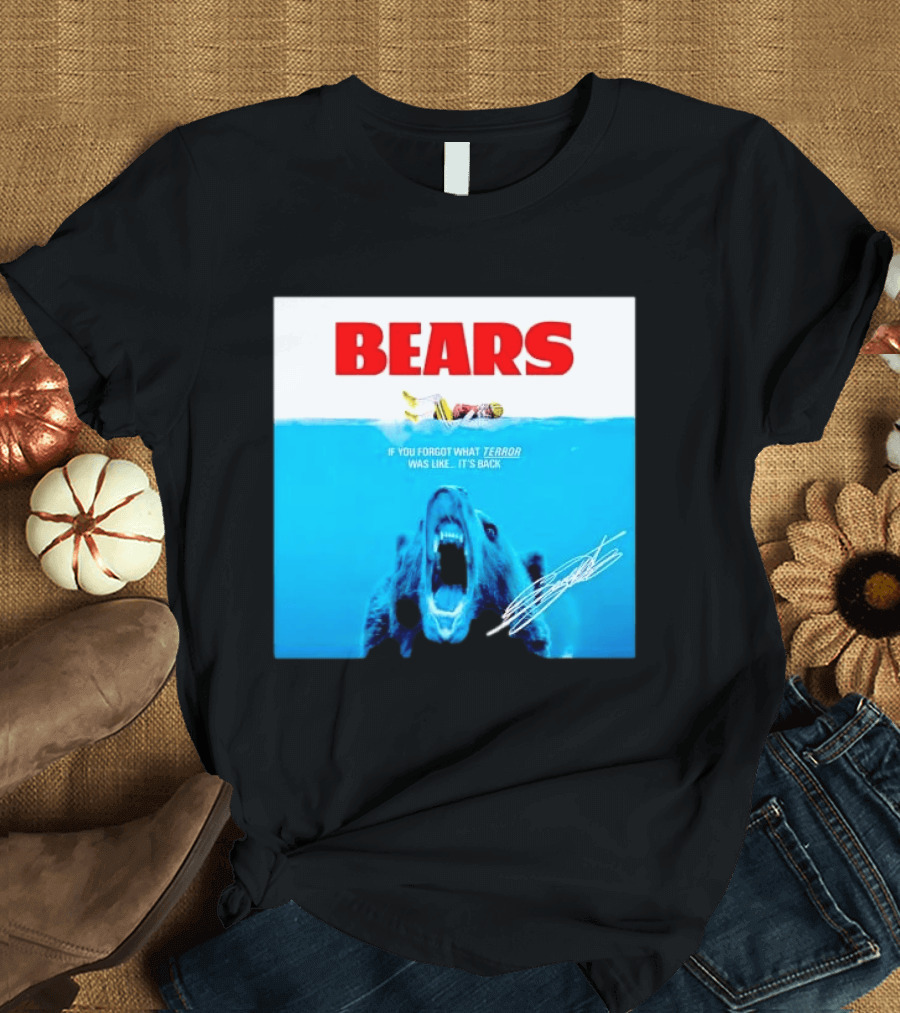BEARS Caleb Williams Green Bay Packers Player Swimming Bear If You Forgot What Terror Was Like It's Back Chicago Bears T-Shirt