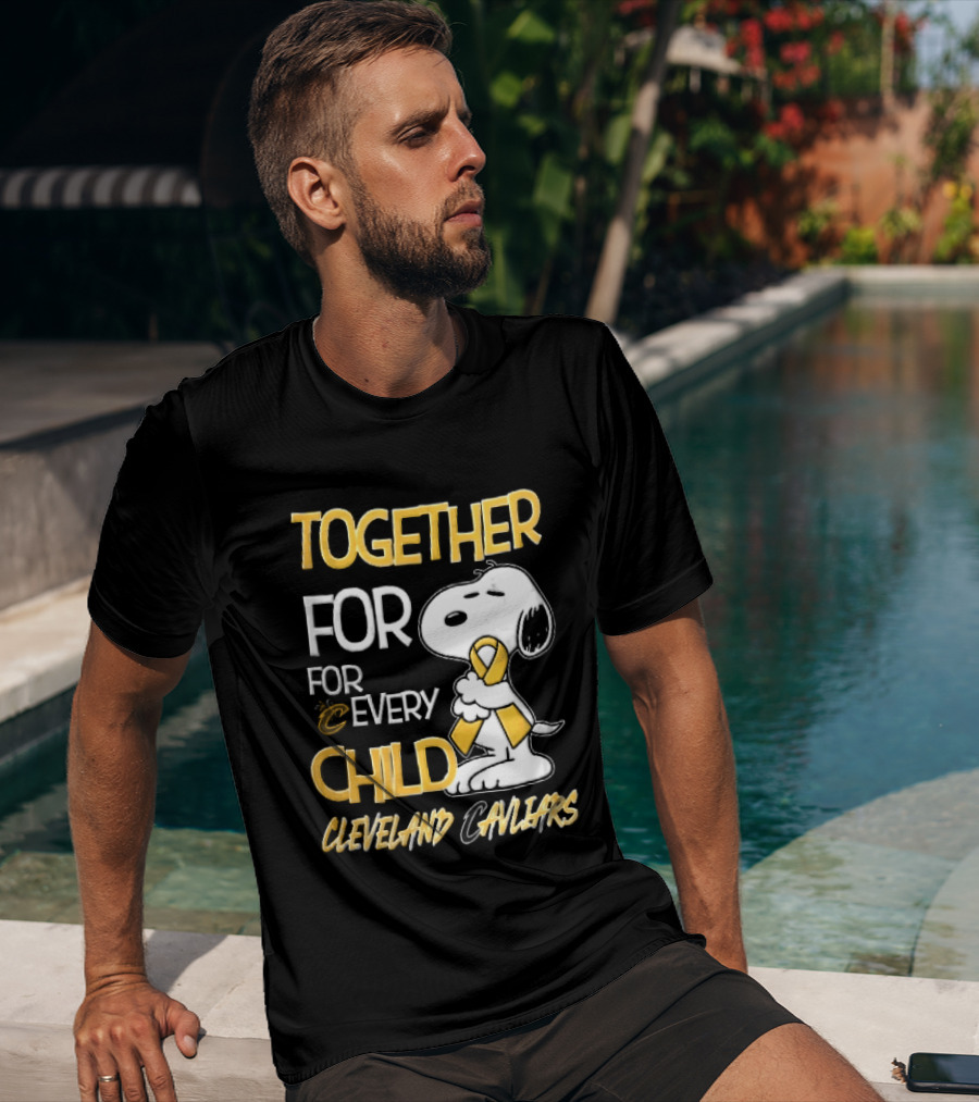 Cleveland Cavaliers Together For Every Child Cartoon Dog Yellow Ribbon T-Shirt