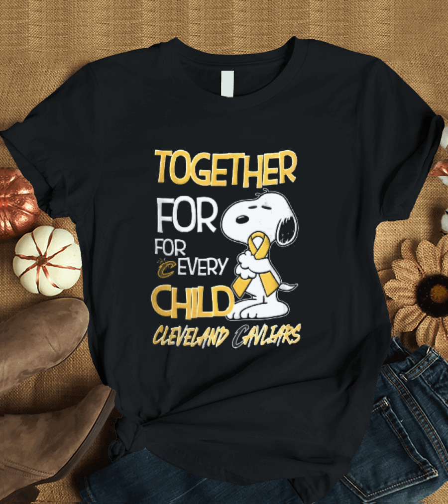 Cleveland Cavaliers Together For Every Child Cartoon Dog Yellow Ribbon T-Shirt