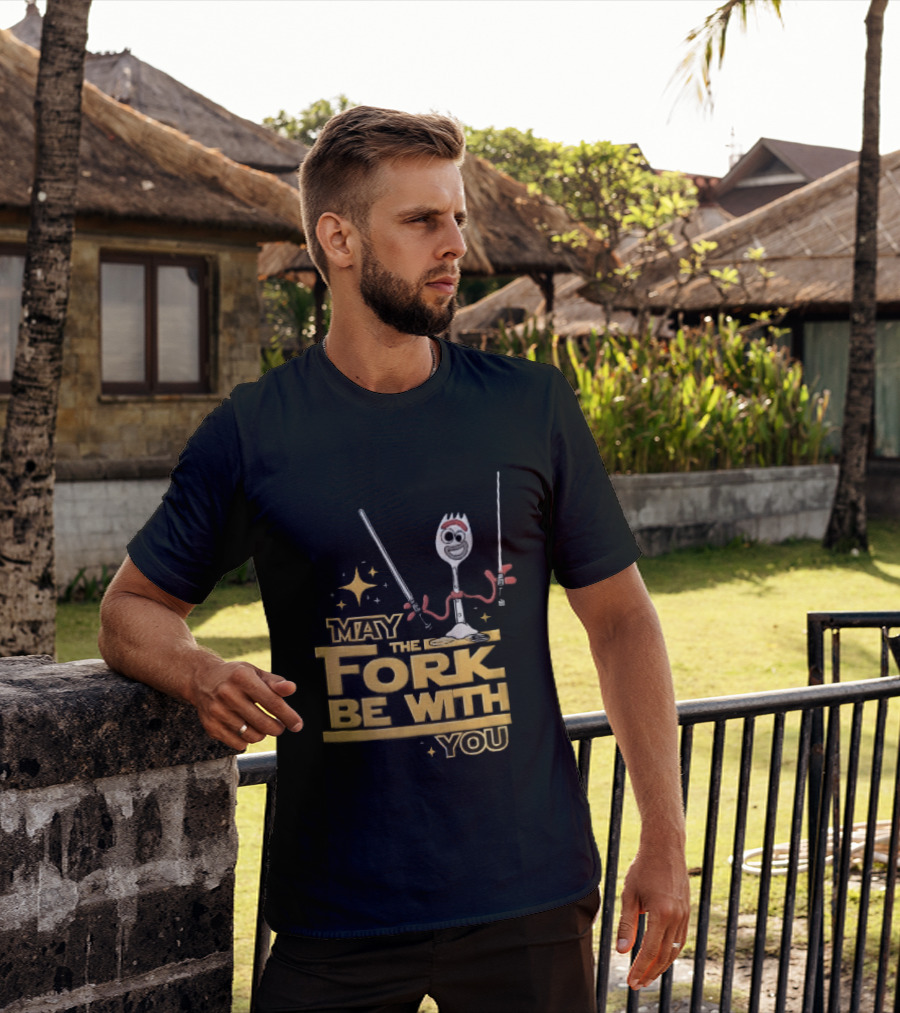 May The Fork Be With You Spork Wielding Lightsabers T-Shirt