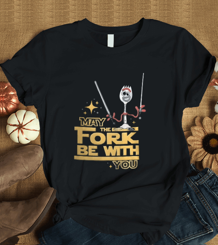 May The Fork Be With You Spork Wielding Lightsabers T-Shirt
