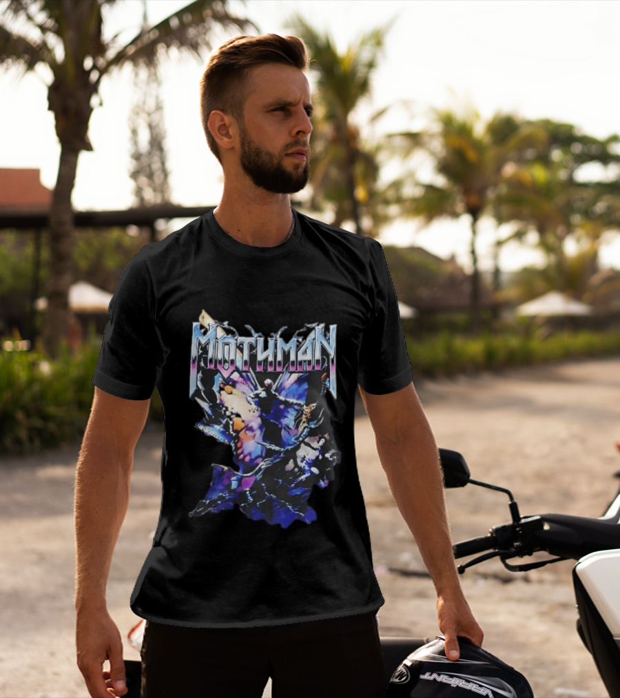 Mothman Glowing Red Eyes Giant Wings Heavy Metal UFO T-Shirt