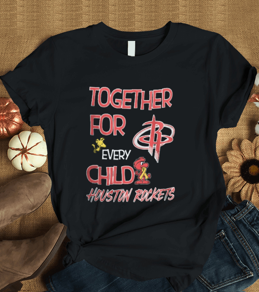 Houston Rockets Together For Every Child Cartoon Woodstock Gold Ribbon T-Shirt
