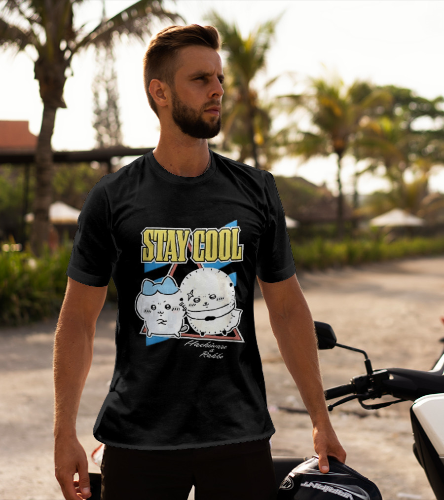 Stay Cool Hachiware And Rakko Distressed Cartoon Anime Characters T-Shirt