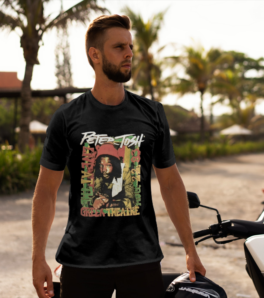 Peter Tosh Live At The Greek Theatre Aug 22 83 Rastafarian Dreadlocked Musician T-Shirt