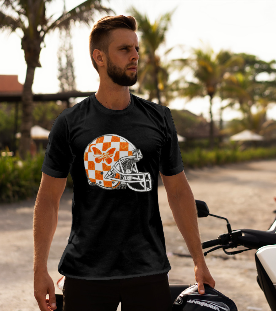 Tennessee Vols Football Helmet Checkerboard Butterfly Dolly Parton Version T-Shirt