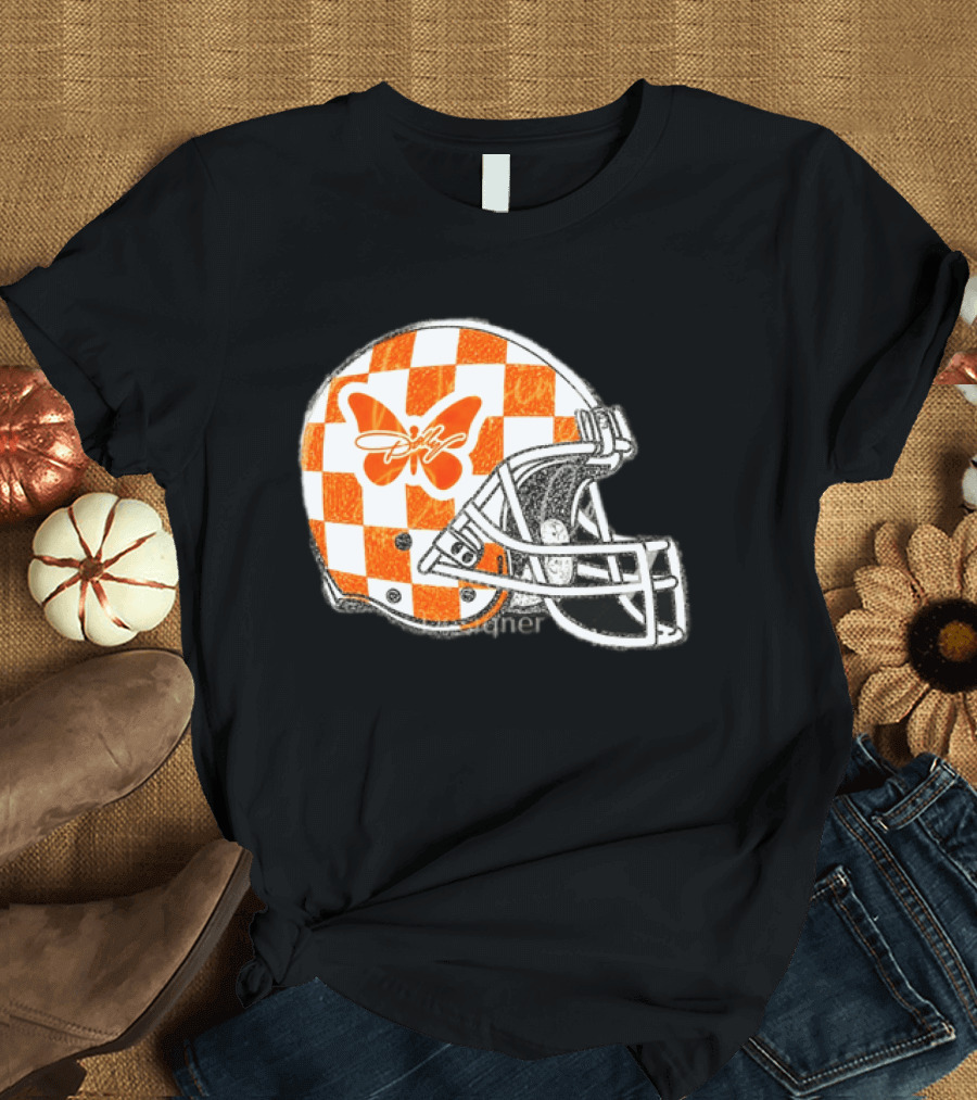Tennessee Vols Football Helmet Checkerboard Butterfly Dolly Parton Version T-Shirt