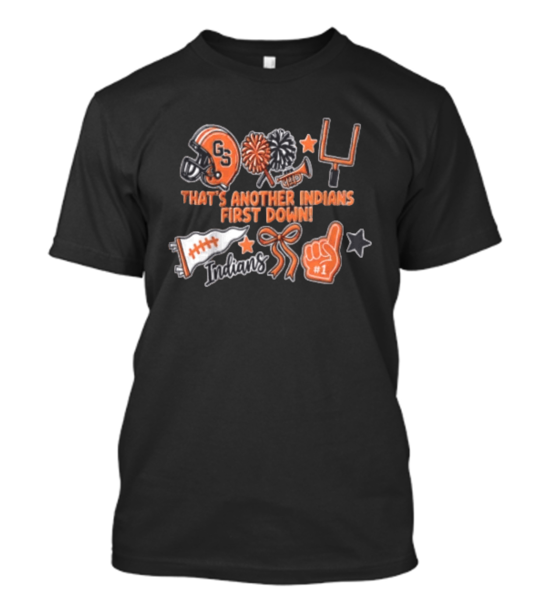 That's Another Indians First Down GS Football Helmet Pom Poms Goalpost Number One T-Shirt