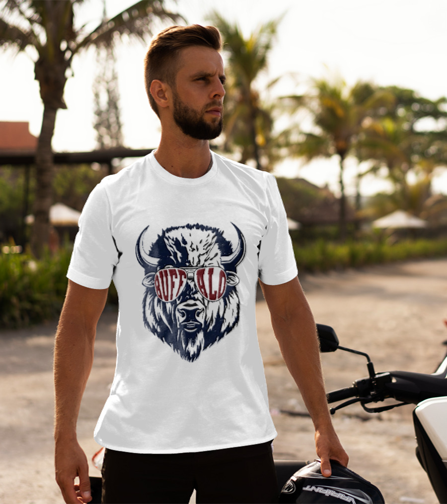Buffalo Distressed Bison Aviator Sunglasses T-Shirt