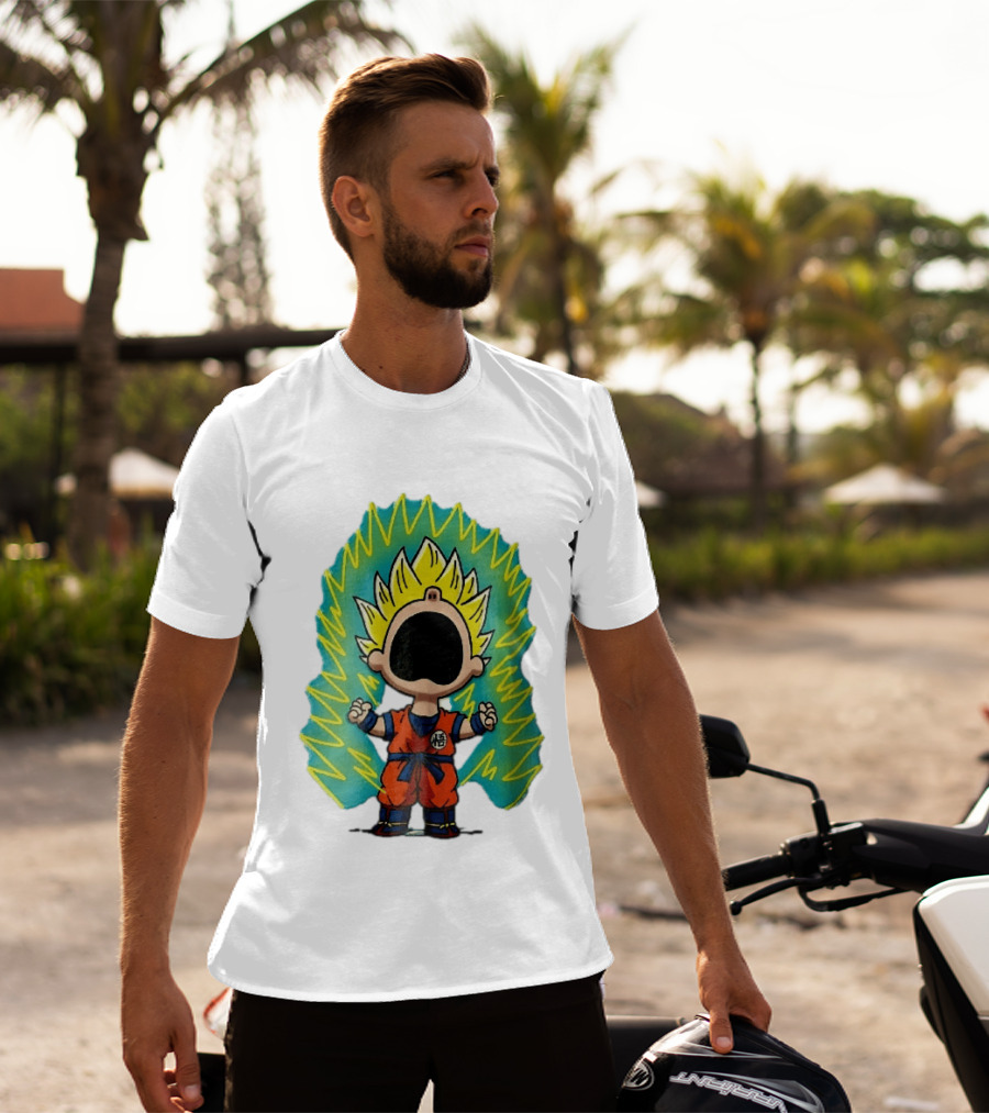 Cartoon Super Saiyan Screaming Boy With Yellow Aura And Orange Suit T-Shirt