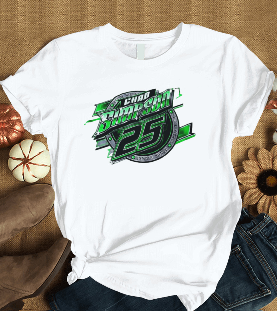 Chad Simpson 25 Deuce Nickel Racing Green Black Christian Series T-Shirt
