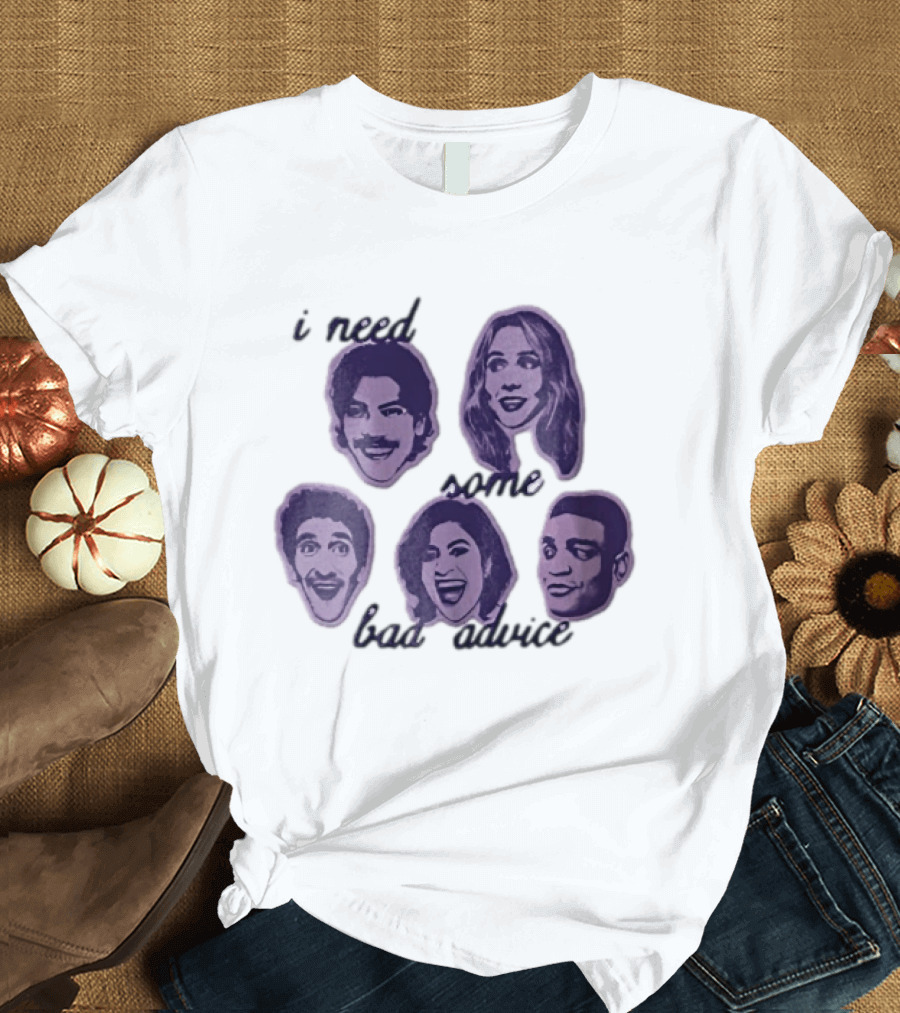 I Need Some Bad Advice Purple Monochromatic Five People Head Cutouts T-Shirt