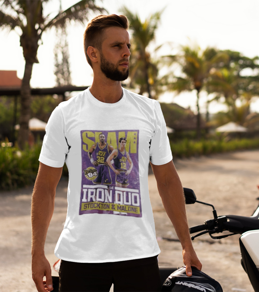 Slam Utah Jazz Before 94 Iron Duo Stockton Malone T-Shirt