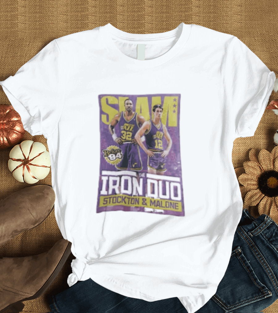 Slam Utah Jazz Before 94 Iron Duo Stockton Malone T-Shirt