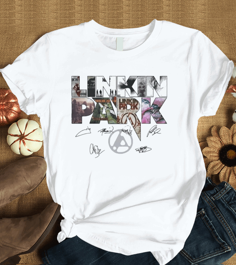 Linkin Park Album Art Collage Signatures T-Shirt
