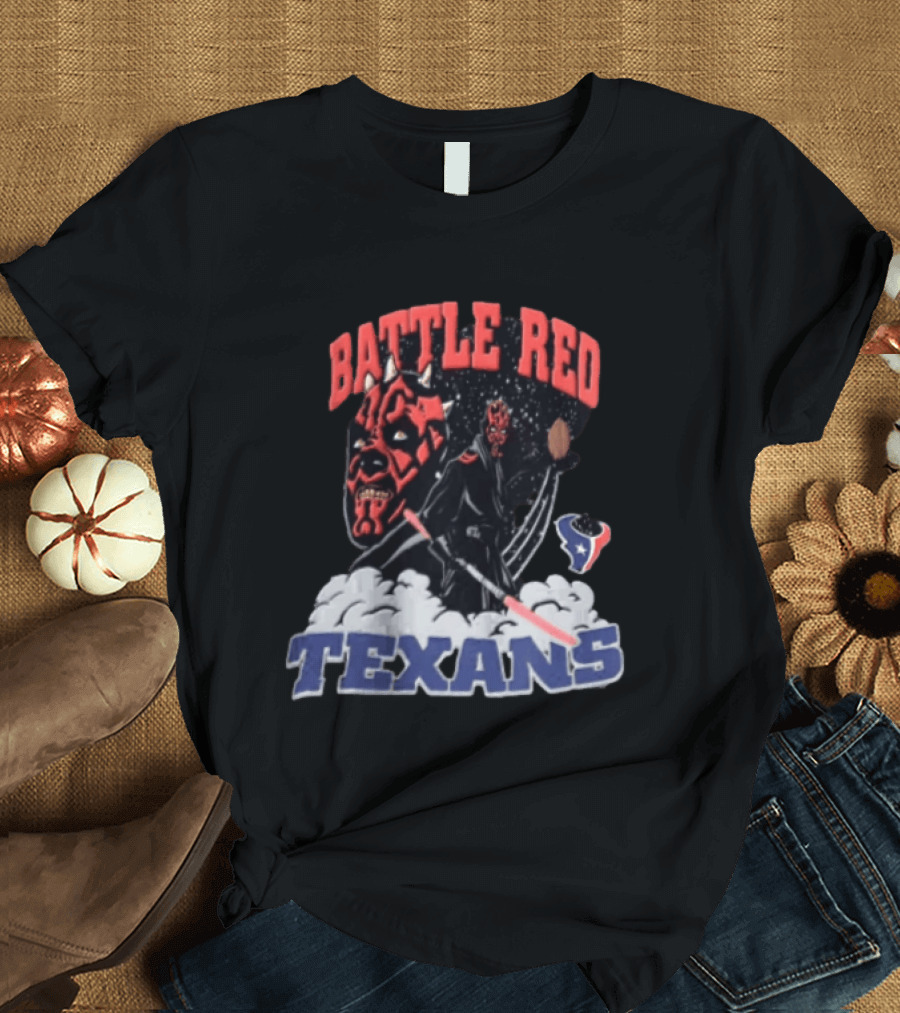 Battle Red Texans Football Star Wars Darth Maul NFL T-Shirt