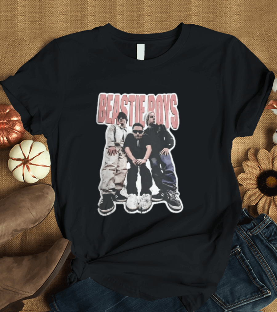 BEASTIE BOYS Three Band Members Group Photo Distressed Bootleg T-Shirt