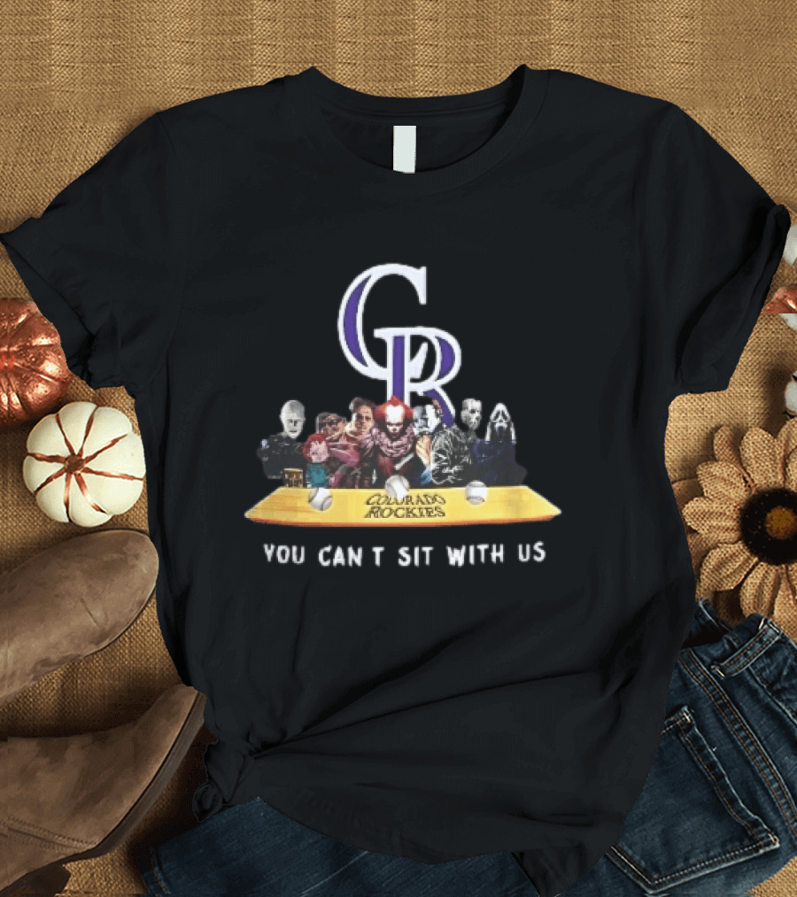 Colorado Rockies MLB Horror Movie Villains You Can't Sit With Us Baseball Bat T-Shirt