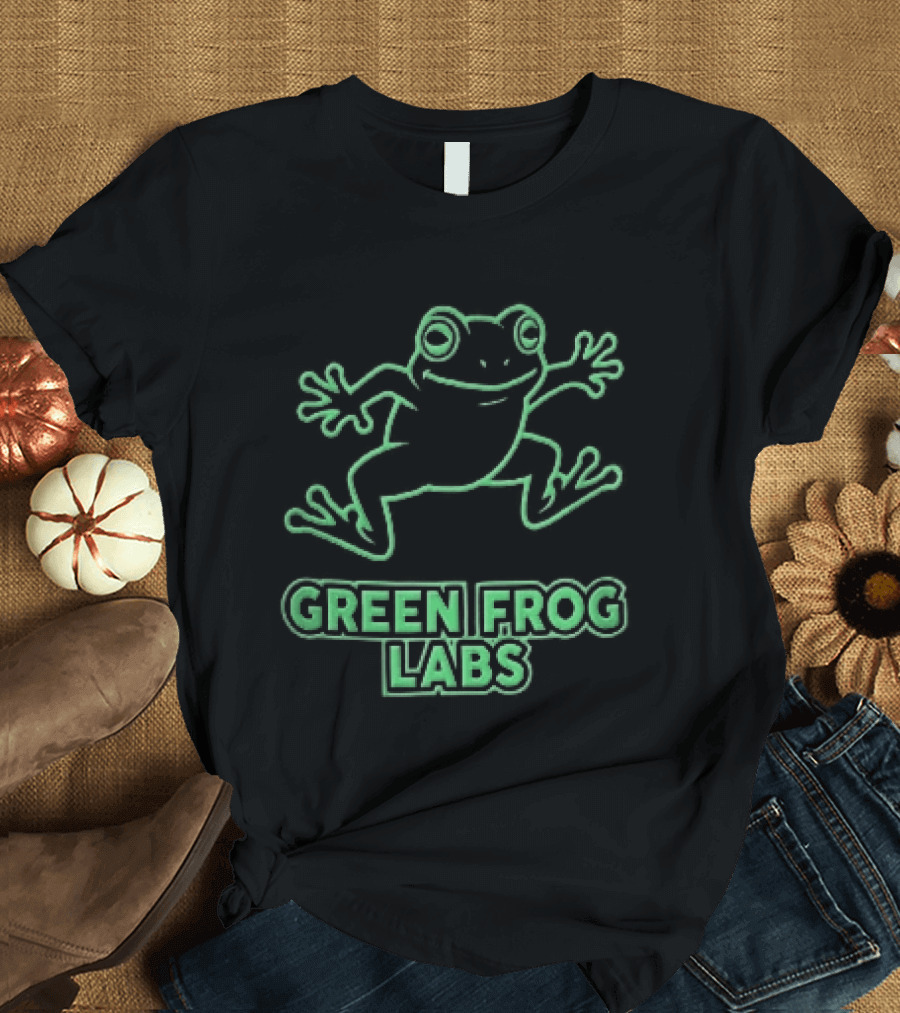 Green Frog Labs Cartoon Sprawling Amphibian Line T-Shirt