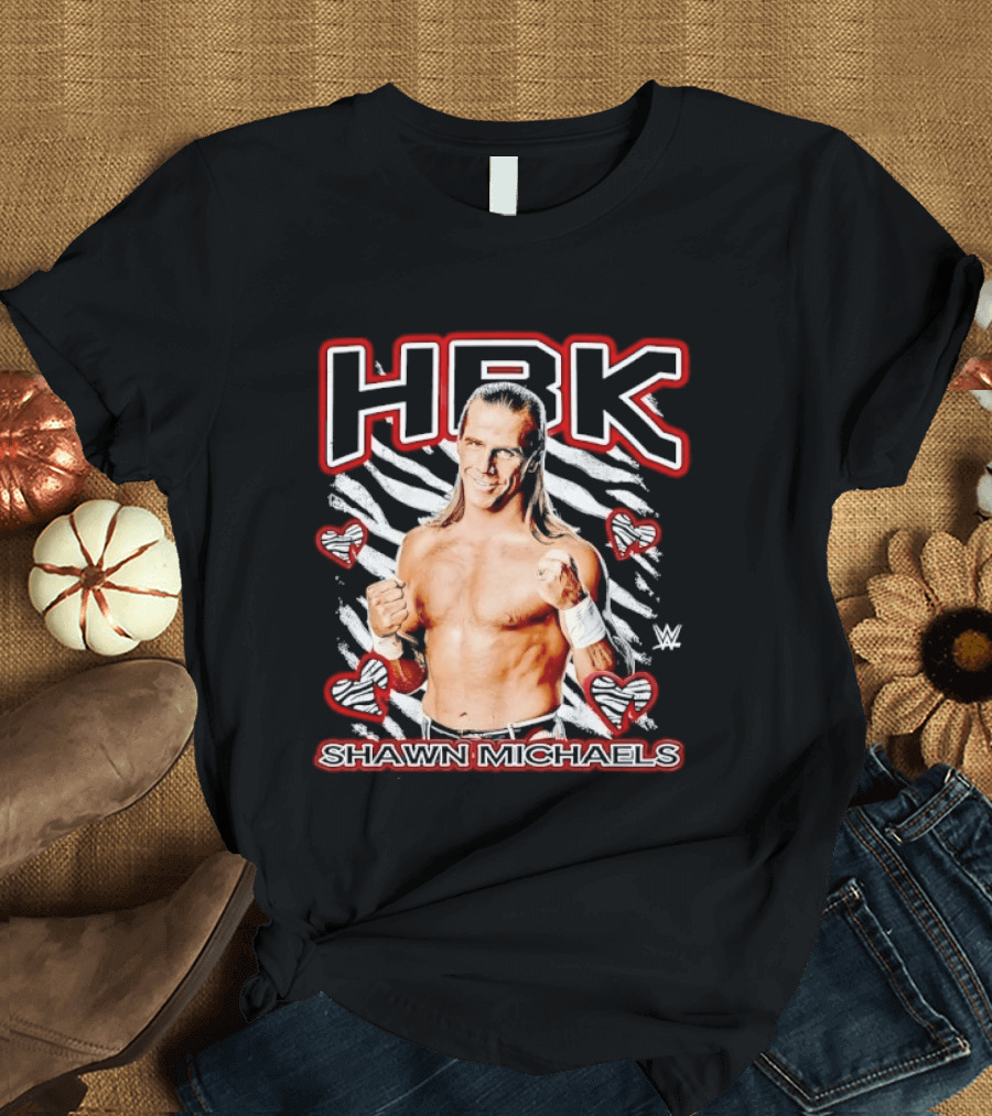 HBK Shawn Michaels Zebra Heart Hearts And Stripes T-Shirt