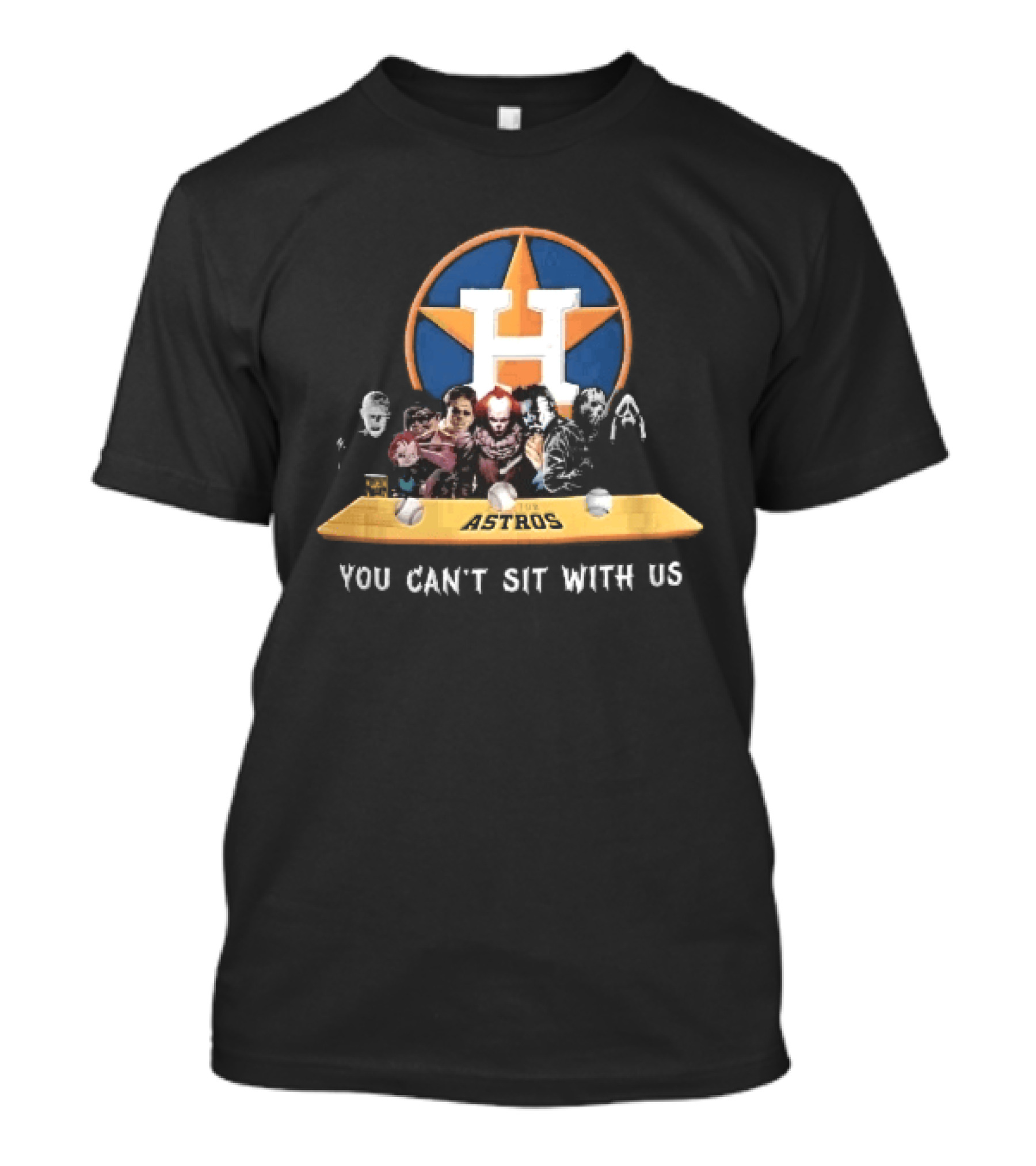 Houston Astros You Can't Sit With Us Horror Movie Characters Baseball Bench T-Shirt