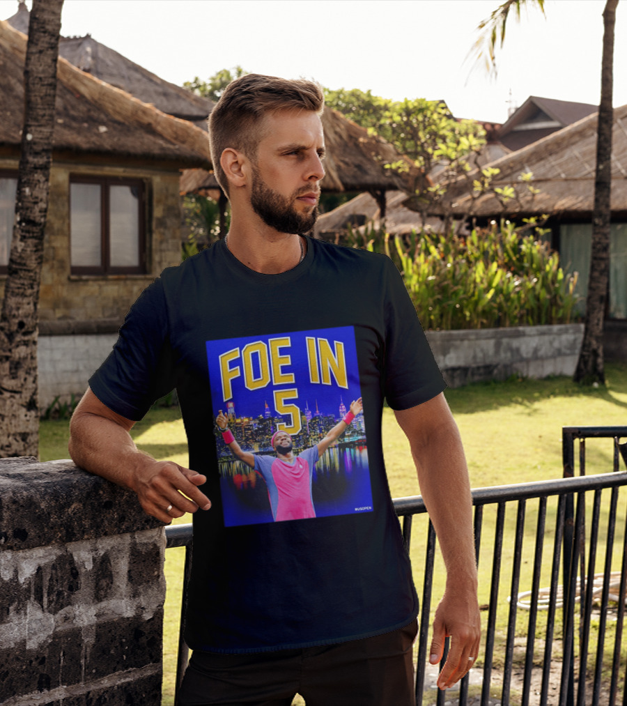 Foe In 5 Frances Tiafoe US Open Tennis Night Skyline Celebration T-Shirt