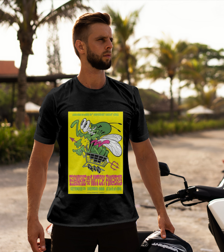 Used Kids Records 40th Anniversary Concert Series Frankie And The Witch Fingers September 20 Columbus Ohio At Ace Of Cups Artwork By Sam Fout T-Shirt