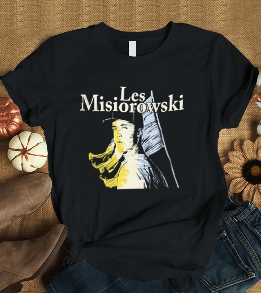 Les Misiorowski Baseball Pitcher Long Hair Flag Sketch T-Shirt