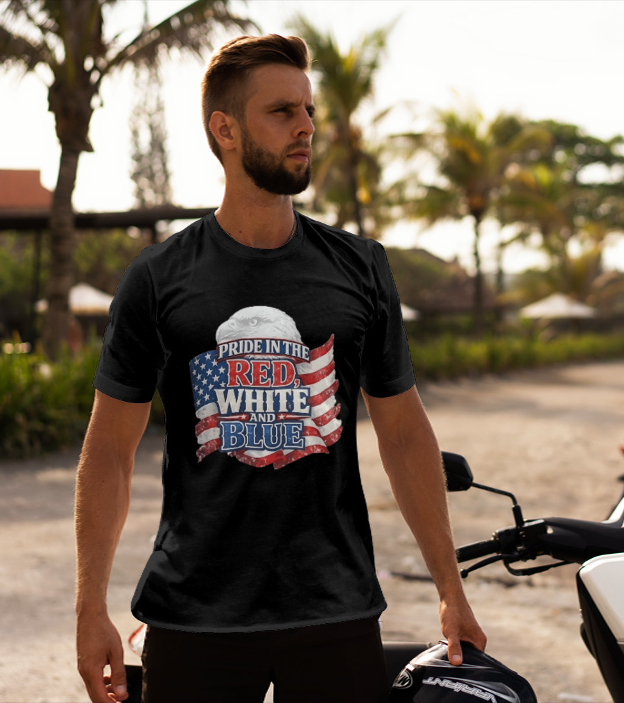 Pride In The Red White And Blue Bald Eagle American Flag T-Shirt