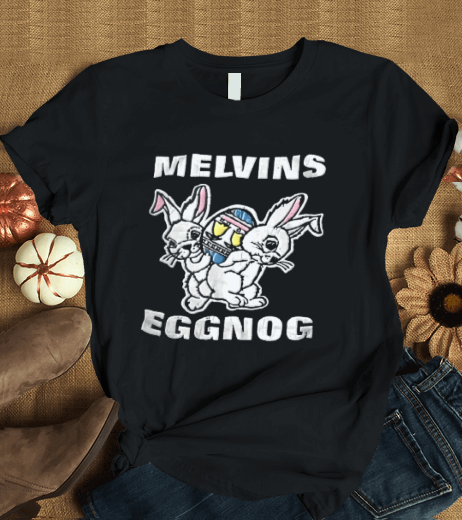 Melvins Eggnog Distressed Conjoined Rabbits Cartoon T-Shirt
