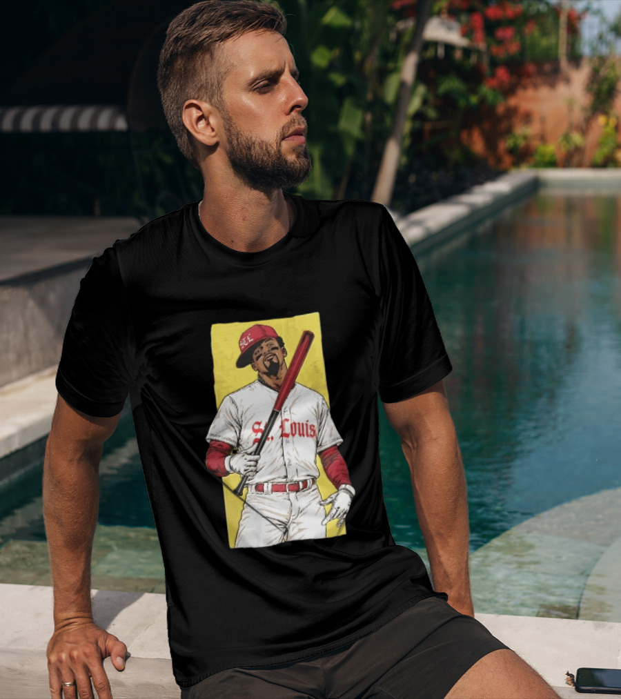 St Louis Cardinals STL Baseball Player Caricature With Bat T-Shirt