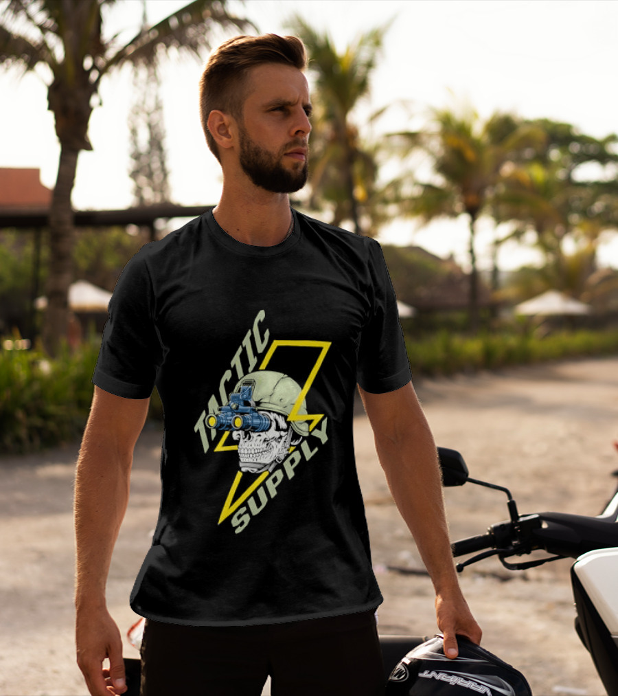 Tactical Skull Tactic Supply Night Vision Helmet Lightning Bolt T-Shirt