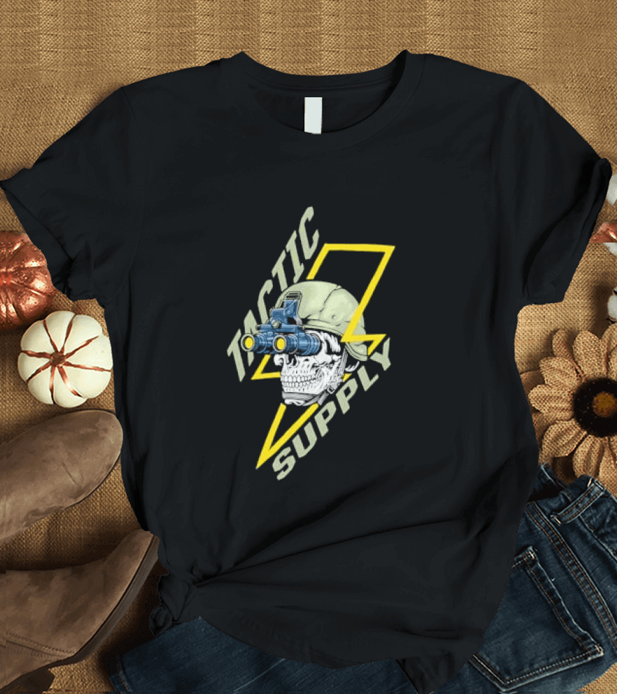 Tactical Skull Tactic Supply Night Vision Helmet Lightning Bolt T-Shirt