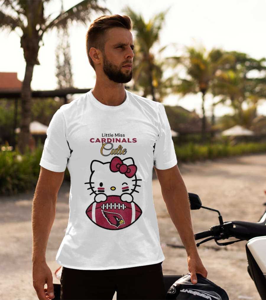 Little Miss Cardinals Cutie Hello Kitty Football T-Shirt