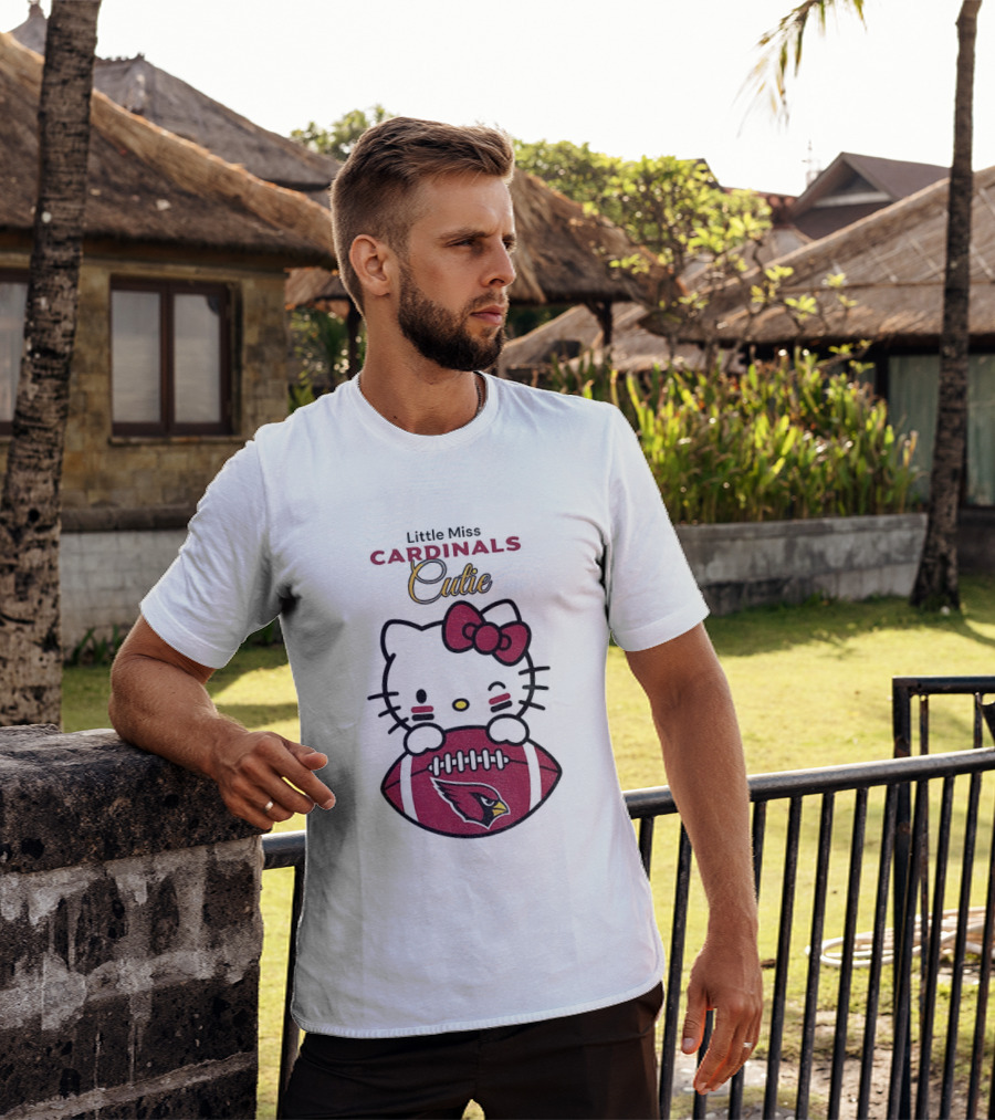 Little Miss Cardinals Cutie Hello Kitty Football T-Shirt