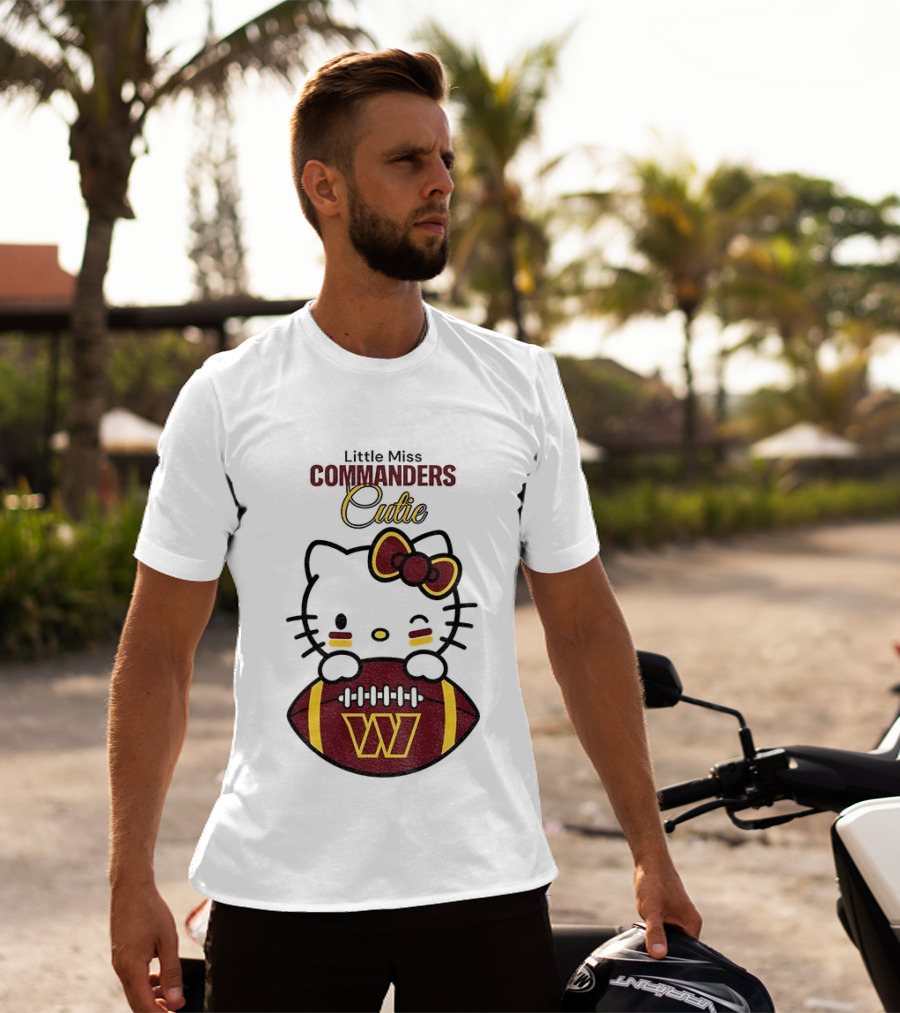 Little Miss Commanders Cutie Hello Kitty Football T-Shirt