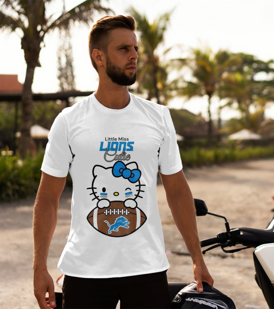 Little Miss Lions Hello Kitty Cute Football T-Shirt