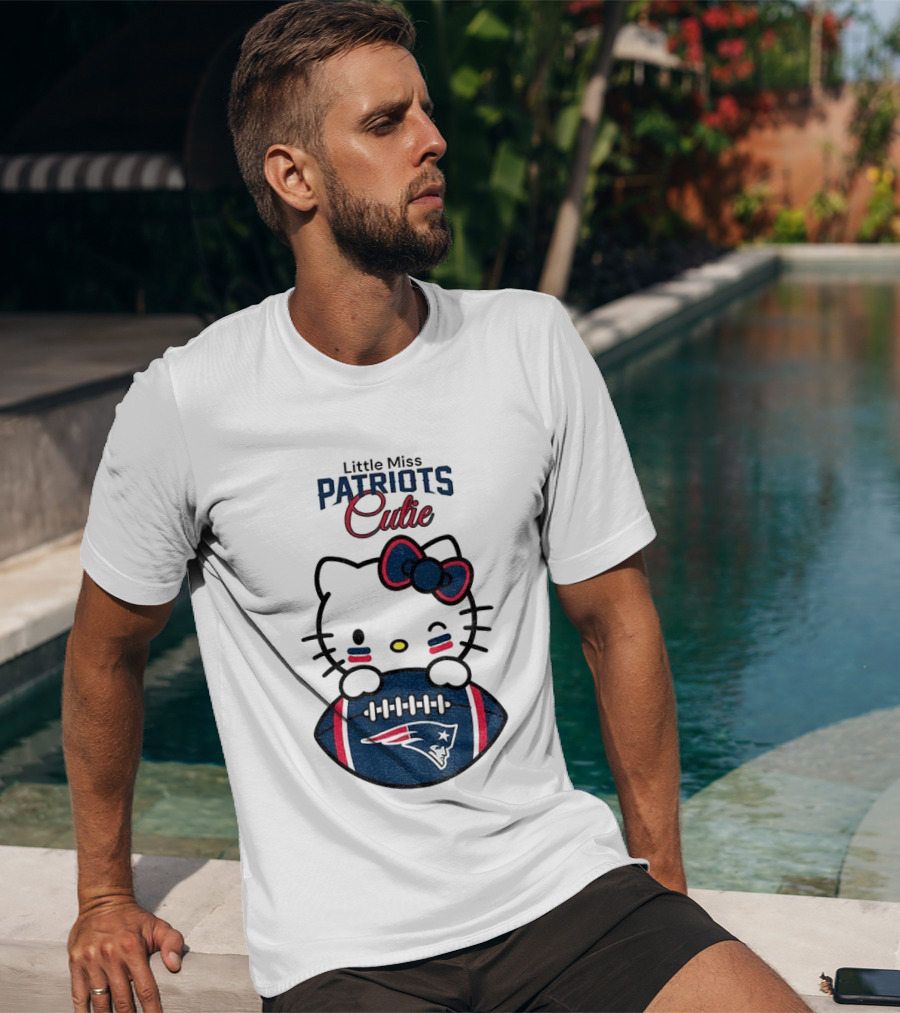 Little Miss Patriots Cutie Hello Kitty Football T-Shirt