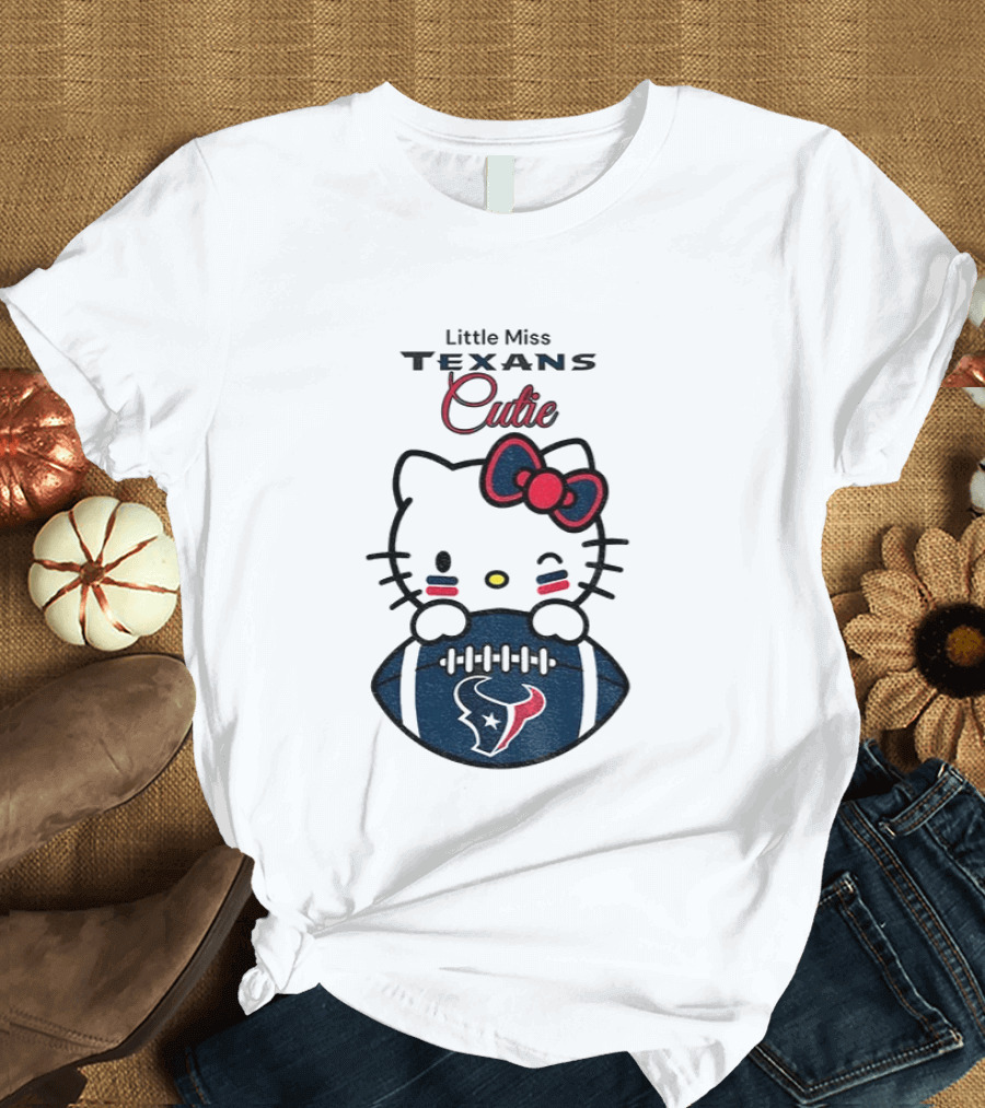 Little Miss Texans Cutie Hello Kitty Football T-Shirt