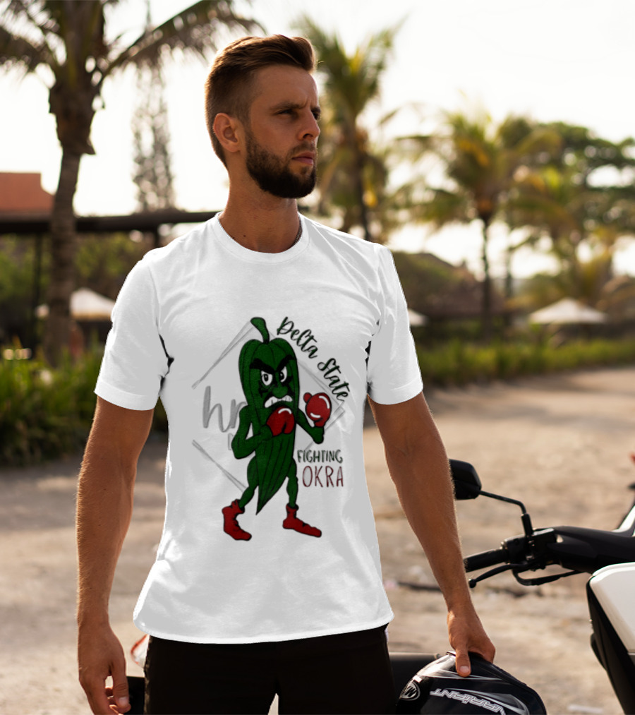 Delta State Fighting Okra Punching Mascot With Boxing Gloves And Boots T-Shirt