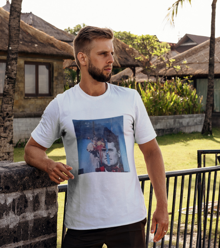 Explosion Face Collage Tower Crew Neck Short Sleeve T-Shirt