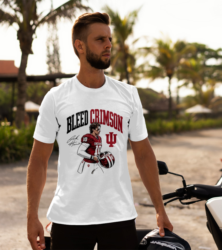 Bleed Crimson IU Football Number 10 Player Signature T-Shirt