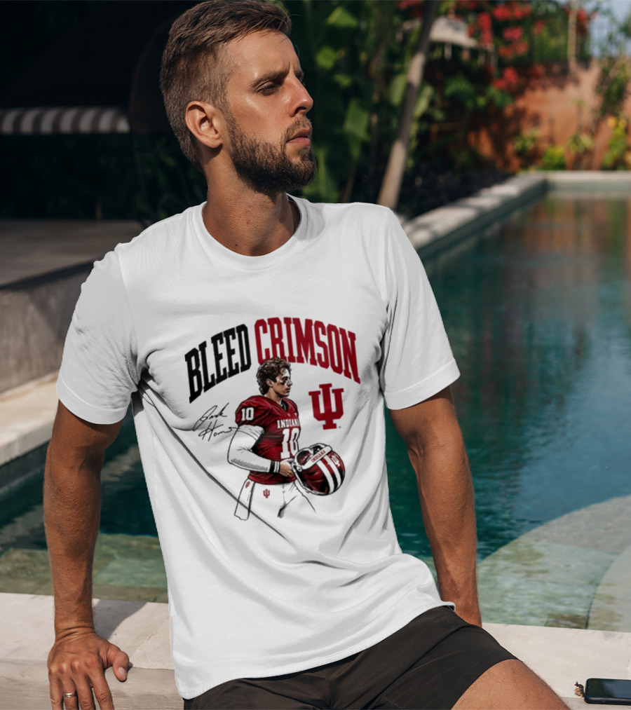 Bleed Crimson IU Football Number 10 Player Signature T-Shirt