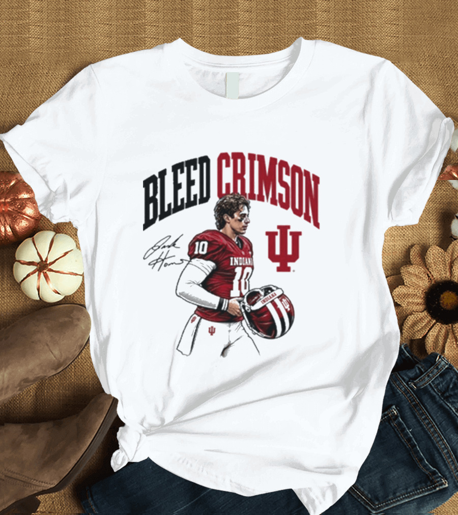 Bleed Crimson IU Football Number 10 Player Signature T-Shirt
