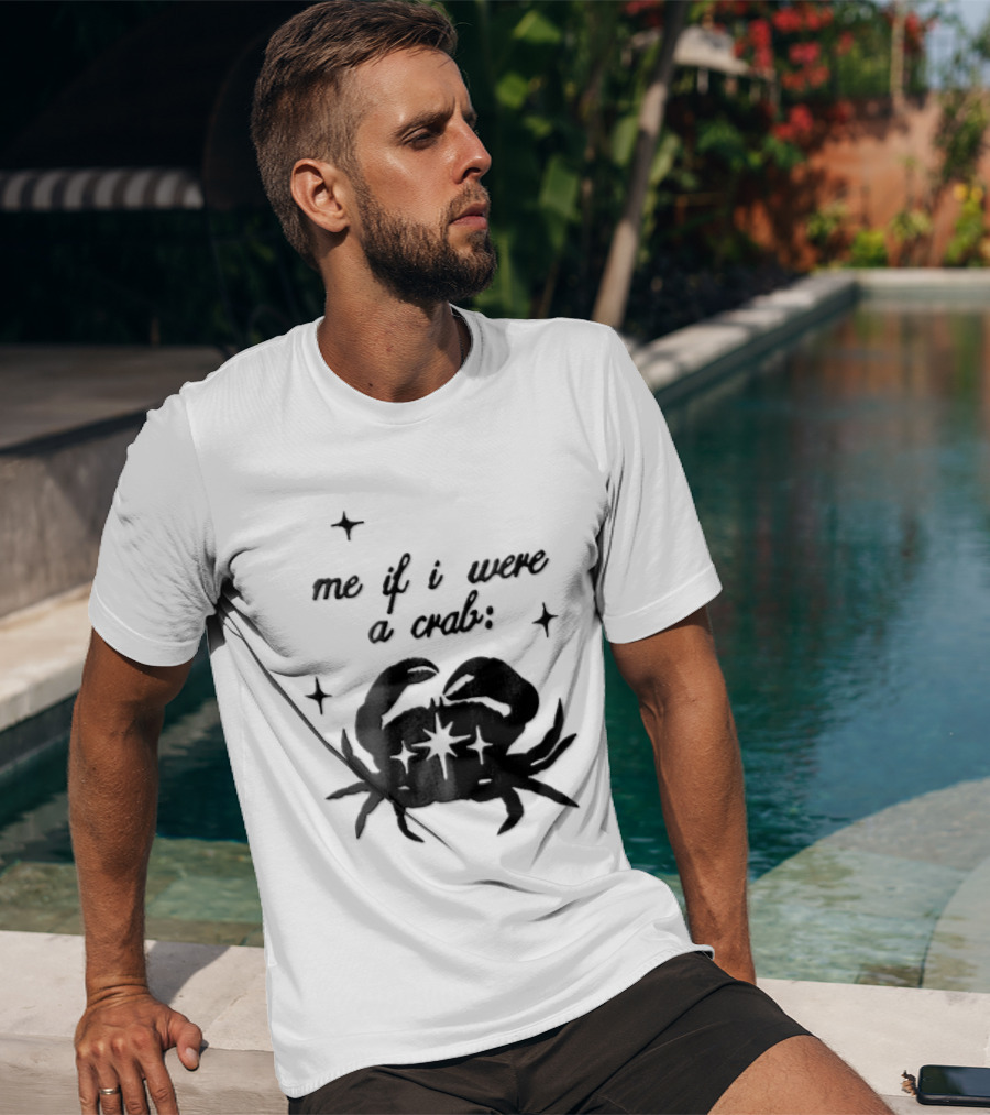 Me If I Were A Crab Crustacean Sparkles Silhouette Four Point Stars T-Shirt
