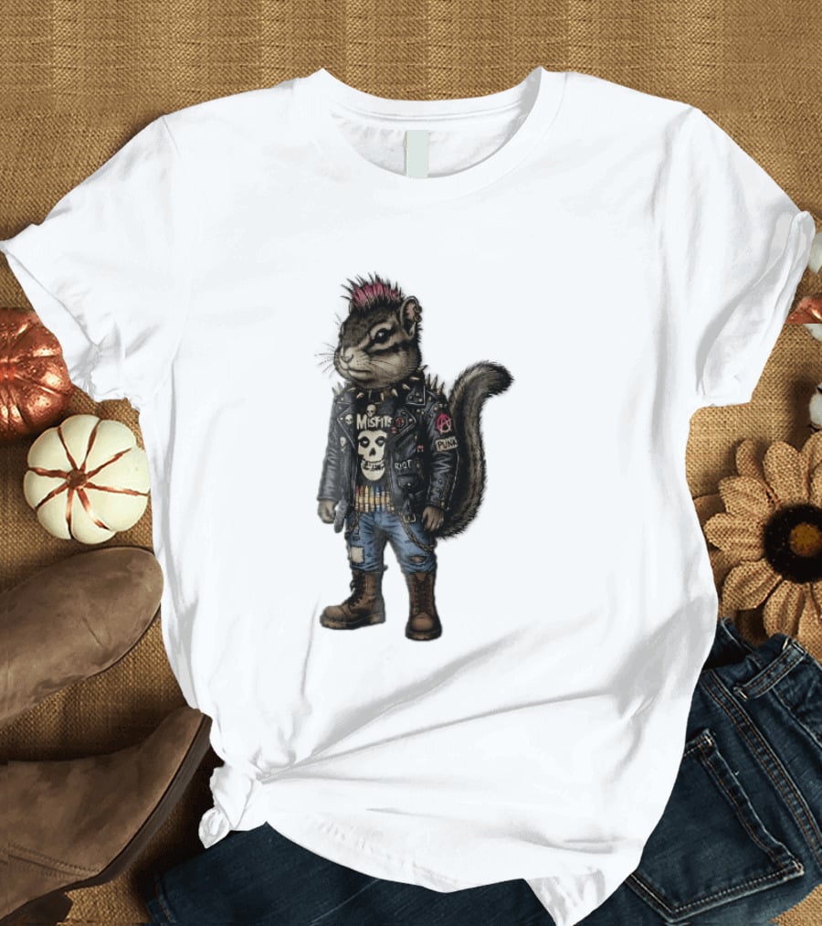 Misfits Chipmunk Riot Punk Pink Mohawk Leather Jacket Boots T-Shirt