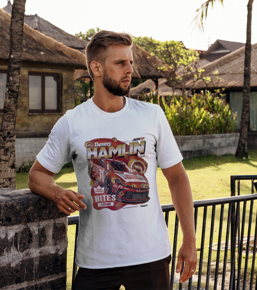 Denny Hamlin JGR 11 NASCAR King's Hawaiian Bites Cinnamon Red Camry Race Car T-Shirt